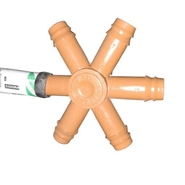 6-Way Drip Tape Connector Fitting/Drip Irrigation Barbed Cross Tee